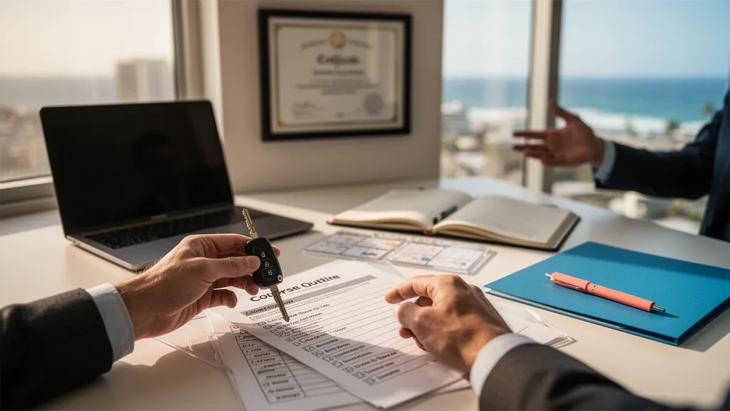 Façade d'une auto‑école marseillaise, affiches de formation et documents administratifs visibles