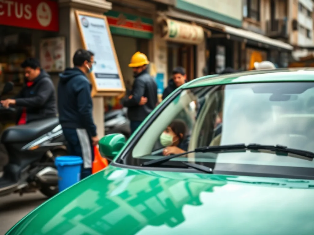 Écran de smartphone affichant une application d’auto-école en ligne, posé sur une table à côté d’un livret de code et d’une carte grise