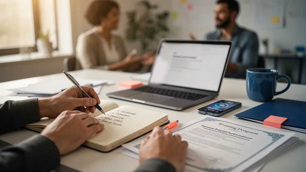 Personne ferme un onglet de formation en ligne sur un ordinateur portable