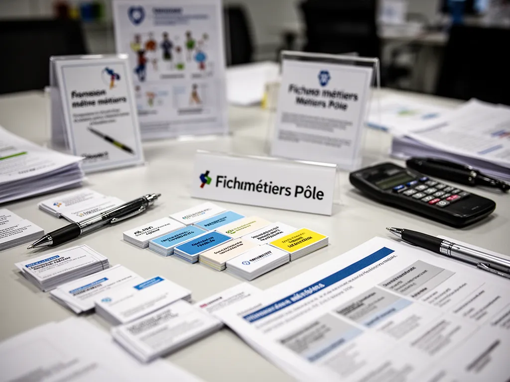 Personne consultant des fiches métiers et des offres d'emploi sur un ordinateur avec un carnet de notes