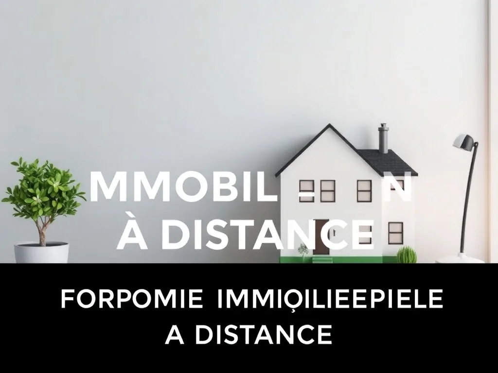 Écran d'ordinateur affichant une plateforme de formation immobilière à distance avec modules de cours et une visioconférence