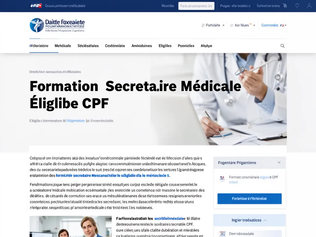 Formation secretaire medicale eligible cpf : guide 2026