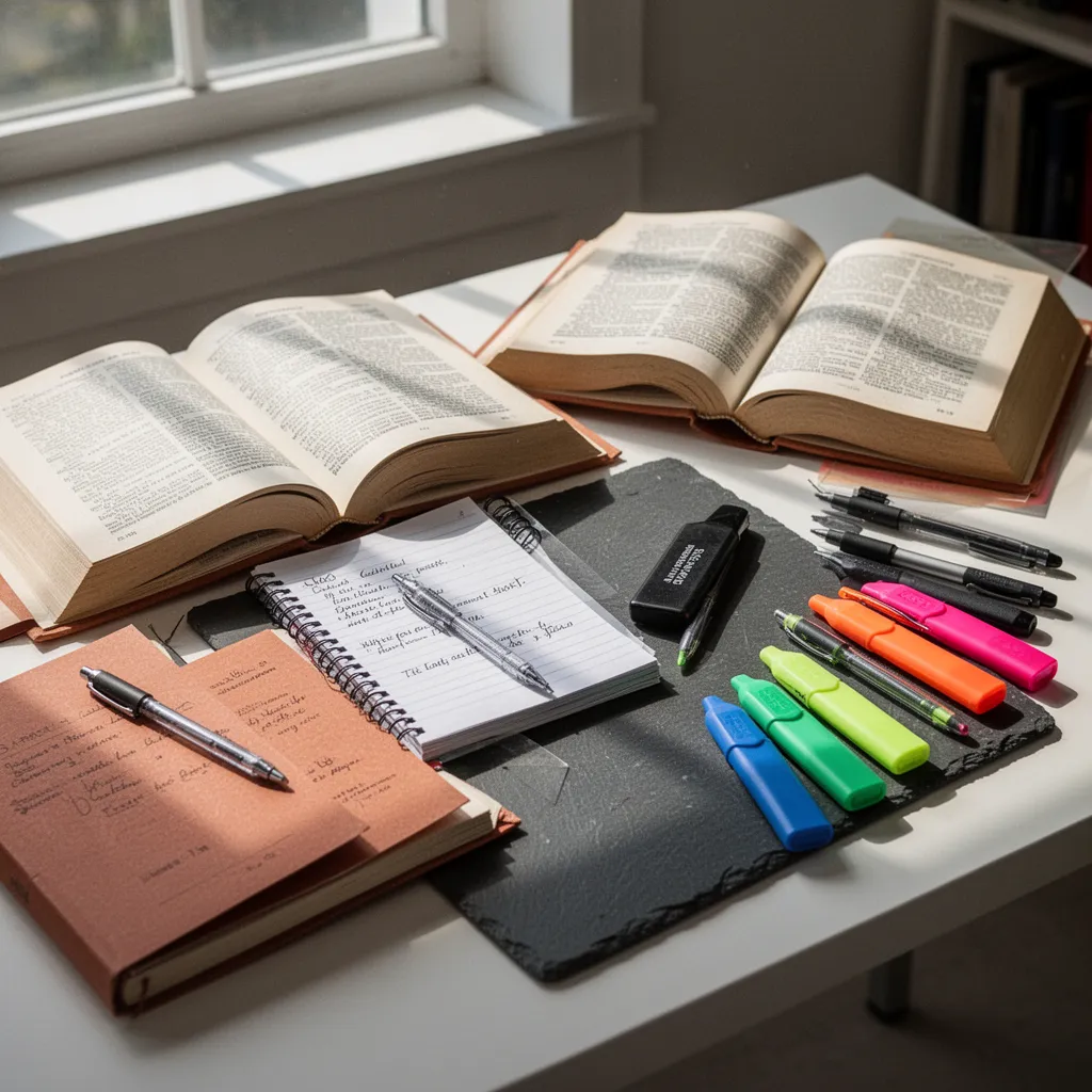 Personne consultant un ordinateur portable avec des documents de formation étalés sur un bureau