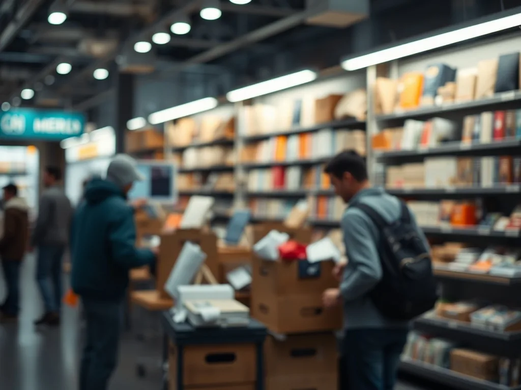 Visual merchandiser en train d'agencer une vitrine de boutique de prêt-à-porter en disposant des vêtements et accessoires