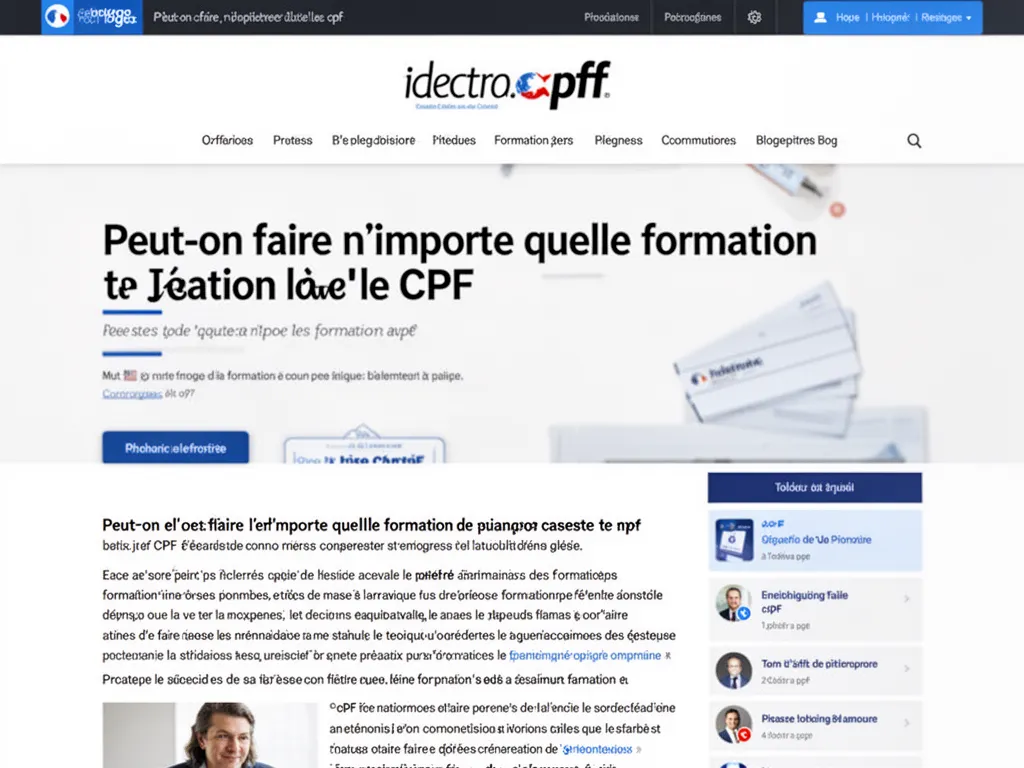 Personne consultant une page de formation sur un écran, CPF affiché à l'écran